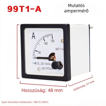 99T1-A-V AC feszültség- és árammérő mutató típusú, 50A, 100/5, 200/5, 300/5, Magas pontosság 450