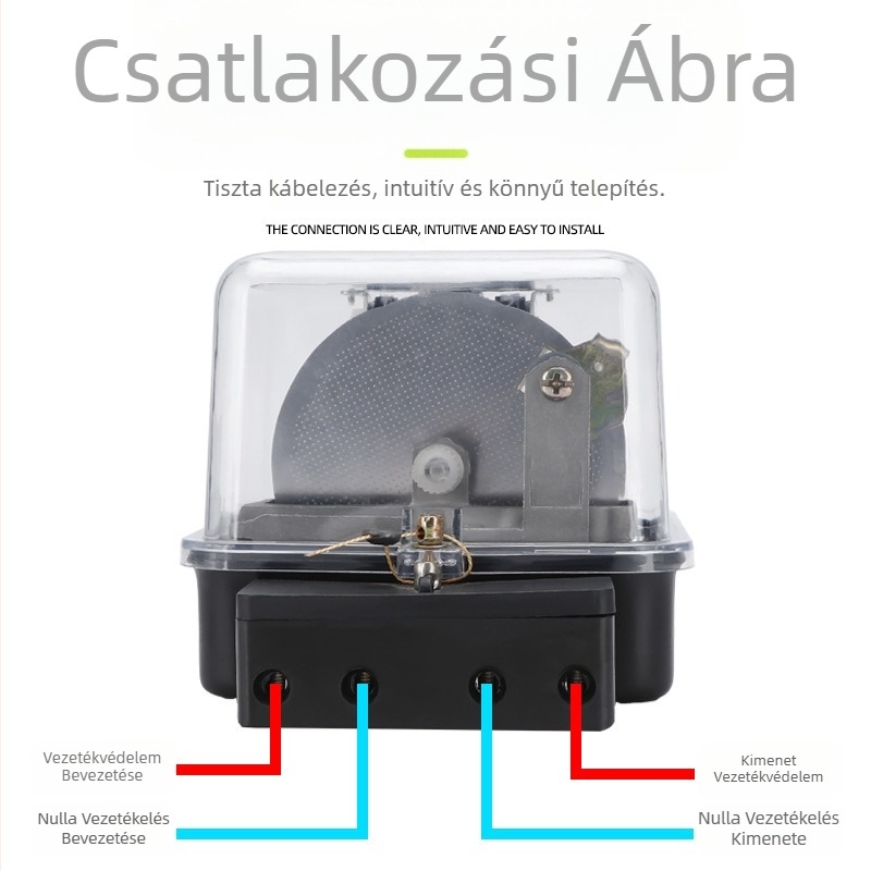 DD28 egyfázisú mechanikus mérő, átlátszó burkolattal, pontos mérést, egyszerű telepítés