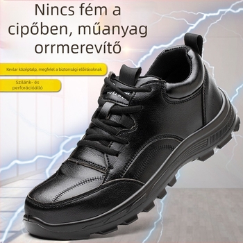 Férfi munkavédelmi cipő műanyag- és acél orrvédővel, Kevlar középtalppal, szigetelt, négy évszakos