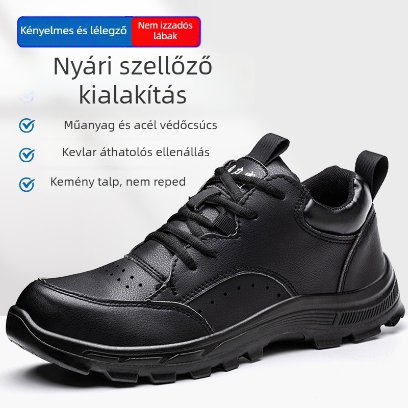 Férfi munkavédelmi cipő műanyag- és acél orrvédővel, Kevlar középtalppal, szigetelt, négy évszakos