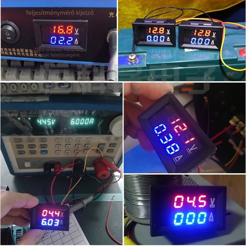 DC feszültség- és árammérő, kettős kijelzővel, digitális kijelző, 0-100 V / 0-100 A, nagy pontosság