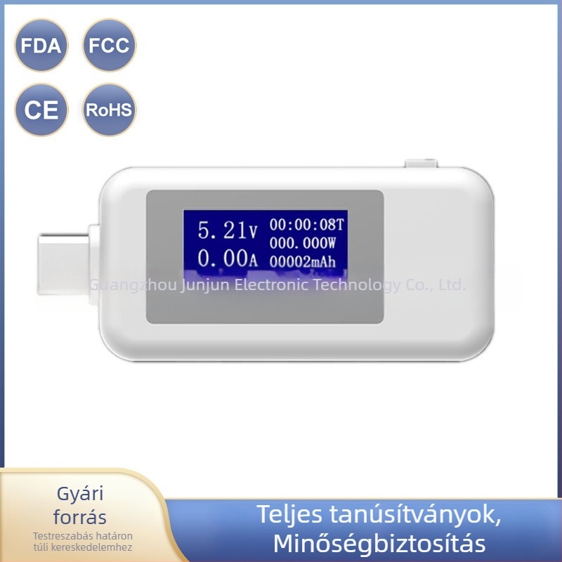 Type-C USB teszter digitális kijelzővel, DC voltmérő és ampermérő, feszültség- és töltésmérés