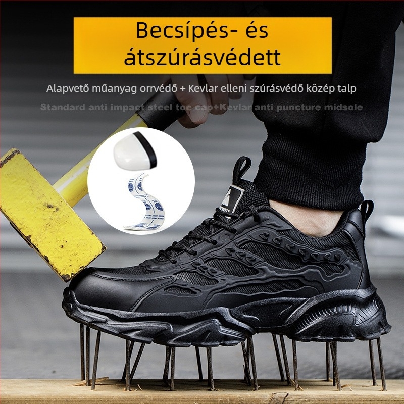 Biztonsági munkacipő, ütés- és perforáció elleni védelem, alacsony profilú felső rész, műanyag orrtok, háló + TPU anyag