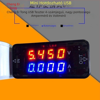 USB-tesztelő áram- és feszültségmérő, nagy pontosságú 3/4-jegyű digitális kijelzővel