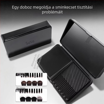 Lychee Tree Sminkecset Tisztító Eszköz: Mini Mosódeszka Tisztító Szappannal, Ecset Tisztító Doboz és Szárító Doboz