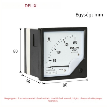 Delixi 6L2 ampermérő, 80×80 mm, árammérő, tartományok: 200/5, 300/5, 100/5, 500/5, 600/5, mutatótípus