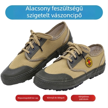 Vászonból készült szigetelt cipő, alacsony bokakialakítás, elektromos védelem