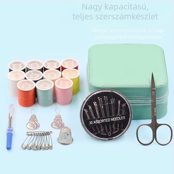 Otthoni varráskészlet kézi varráshoz, hordozható kompakt varrótok, körkötőtűk