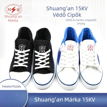 Shuang'an szigetelt munkavédelmi cipő elektromos védelemhez, vászon felső rész, középmagas fazon, ipari és bányászati felhasználásra, szigeteléssel