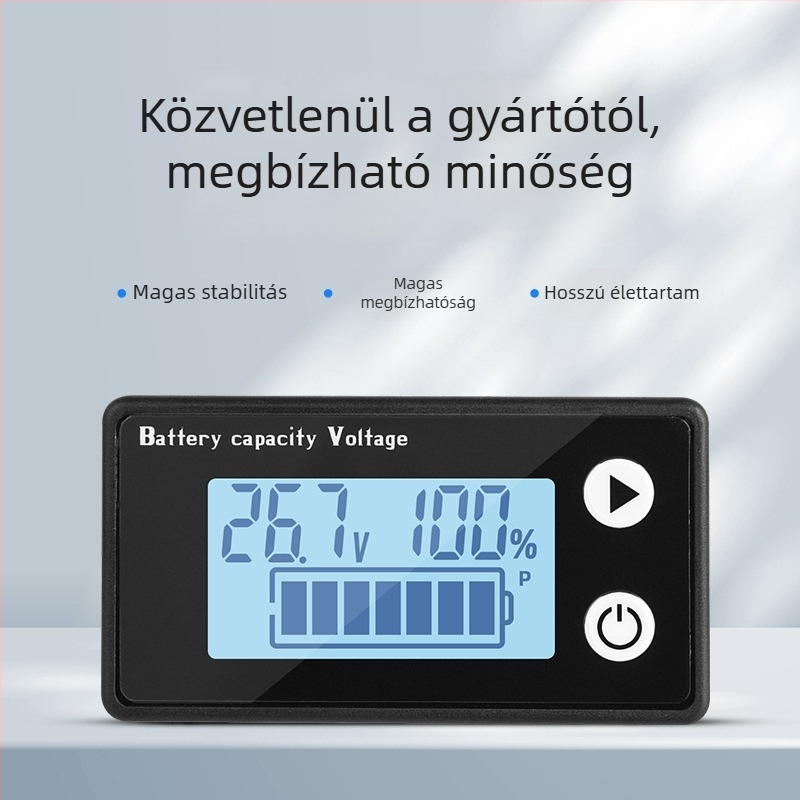 Kétvezetékes LCD digitális feszültségmérő, 9-100V, akkumulátor töltöttségi kijelző