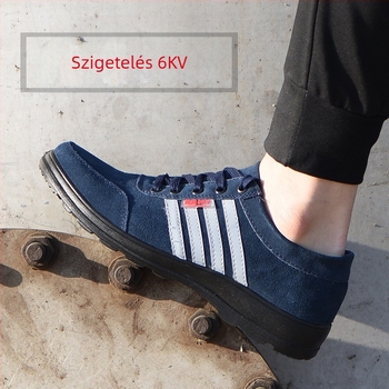Izolált villanyszerelő cipő marhabőr felsőrésszel és PU talppal, 6 kV szigetelés, csúszásmentes, perforáció- és ütésálló