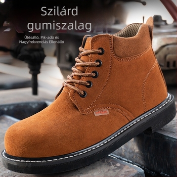 Férfi munkavédelmi cipő – slip-on, gumírozott talpú, velúr bőr, acél orrtalp, átütés- és ütésálló