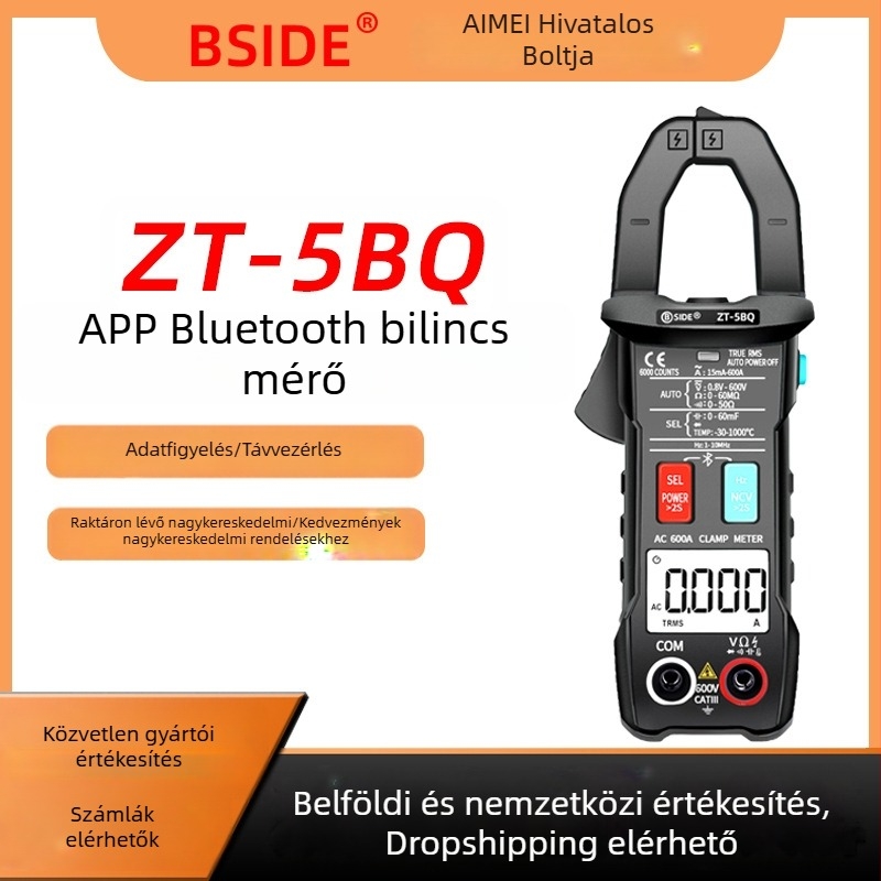 BSIDE ZT-5BQ Bluetooth csipeszmérő, digitális, automata csipesz, 600 A, égés elleni védelem