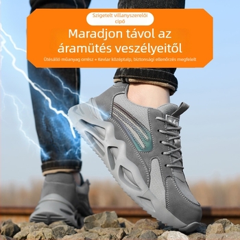 Férfi védőcipők ütés- és átszúrás ellen, csúszásmentes, kopásálló, Kevlar középtalp, kényelmes, könnyű, szigetelt munkavédelmi cipők villanyszerelőknek