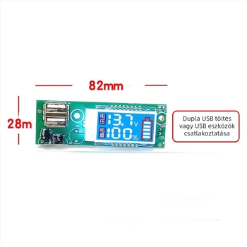 Ólomsavas akkumulátor feszültségmérő, 3S 12V Li-akkumulátor, LED LCD kijelző, DC kábel USB töltéssel
