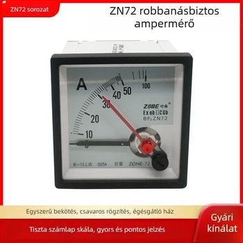 ZN72 váltakozó áramú feszültség- és áramerősség-mérő kettős mutatóval, mechanikus panel, 50/5A, ütésálló