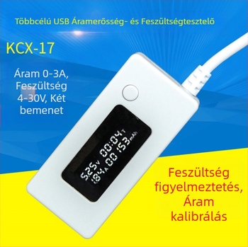 USB áram- és feszültségteszter USB akkumulátorokhoz – kézben tartható áram- és feszültségmérő