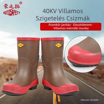 Izolált cipők villanyszerelőknek - gumi, középmagas felsőrész, szigetelés, márka Rongzhituo
