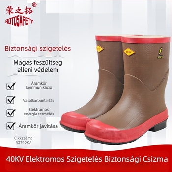 Izolált cipők villanyszerelőknek - gumi, középmagas felsőrész, szigetelés, márka Rongzhituo