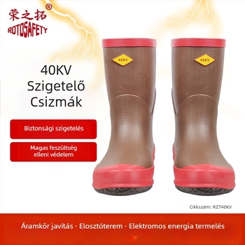 Izolált cipők villanyszerelőknek - gumi, középmagas felsőrész, szigetelés, márka Rongzhituo