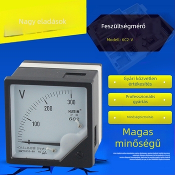 Pointer típusú DC feszültségmérő, modell 6C2-V, mérési tartományok: 10V, 30V, 50V, 100V, 250V, 300V, 1000V