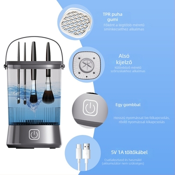 Elektromos sminkecset tisztító vödör-stílusban, automatikus működés, modell BC10, 300 ml kapacitás