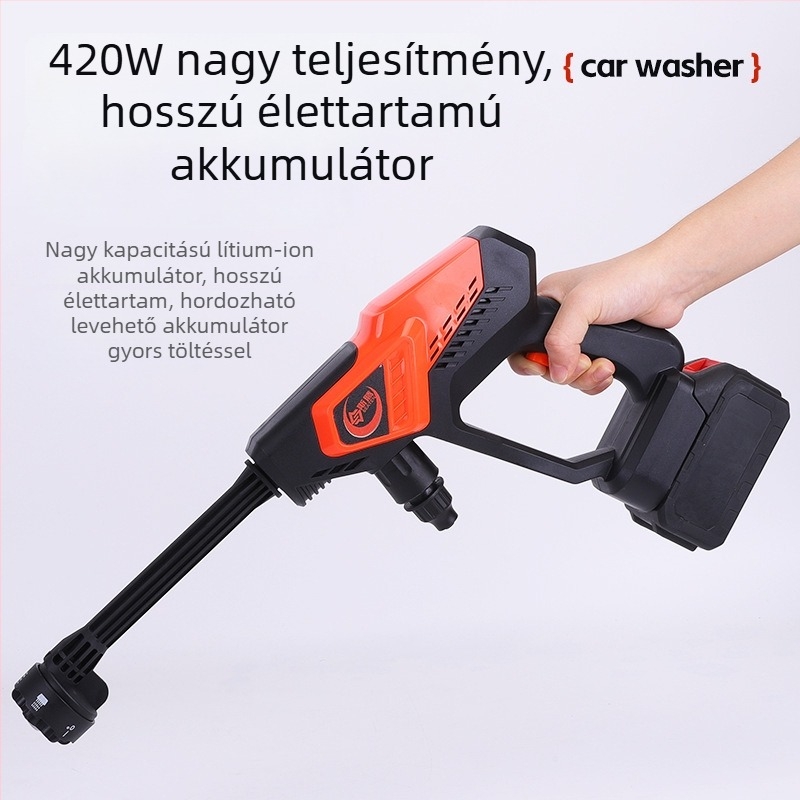 Autómosó pisztoly, vezeték nélküli lítium akkumulátorral, nagy nyomású, teljesen automata (Brand: Bo xi)