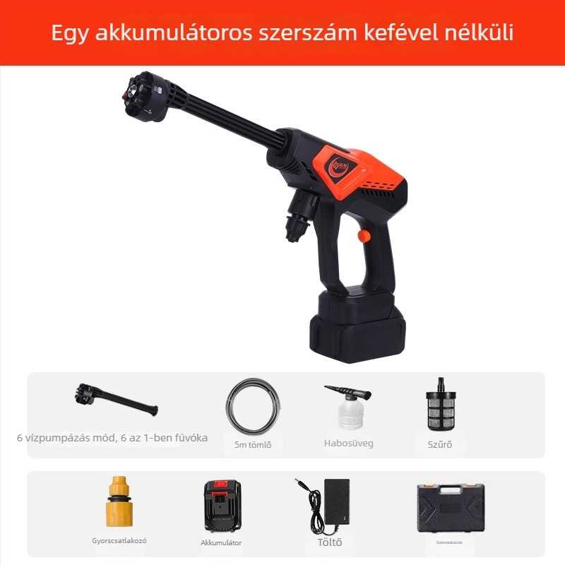 Autómosó pisztoly, vezeték nélküli lítium akkumulátorral, nagy nyomású, teljesen automata (Brand: Bo xi)