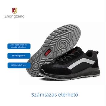Biztonsági cipő szigeteléssel, velúr-mesh felsőrész, műanyag‑acél orrtalp, gumitalp, ütés- és átszúrás elleni védelem