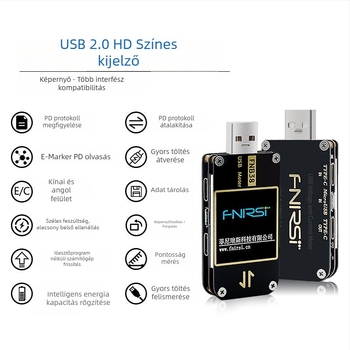 USB feszültség- és árammérő FNB38 gyors töltési protokollok tesztelésére QC4+, PD3.0, 2.0 PPS (4-24V)