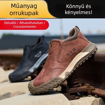 Munkavédelmi cipő izolációval, ütés- és perforáció elleni védelemmel, mikroszálas bőr, magas felső rész, műanyag orrvédő