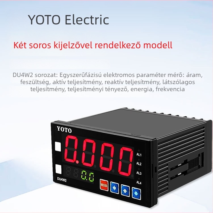 Kitazaki Yoto Többfunkciós elektromos paraméter mérő, teljesítménymérő, AC/DC ampermérő és voltmérő, riasztás, RS485, 4–20 mA kimenet