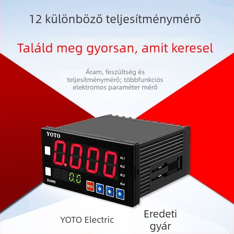 Kitazaki Yoto Többfunkciós elektromos paraméter mérő, teljesítménymérő, AC/DC ampermérő és voltmérő, riasztás, RS485, 4–20 mA kimenet