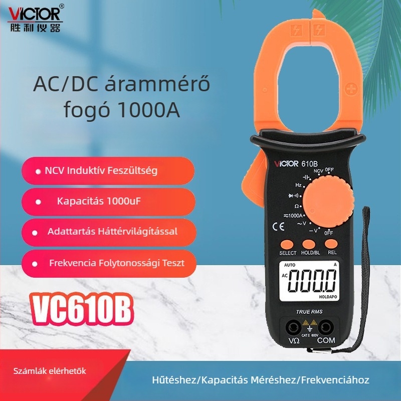 Csuklós digitális multiméter, áramerőmérő, dióda- és kondenzátor-teszt, háttérvilágítás VC610B