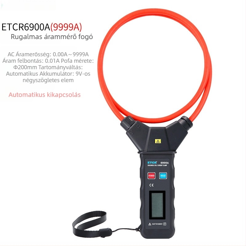 ETCR6900A Rugalmas nagyáramú klipszmérő, 9999 A AC, 200 mm harapásnyílás