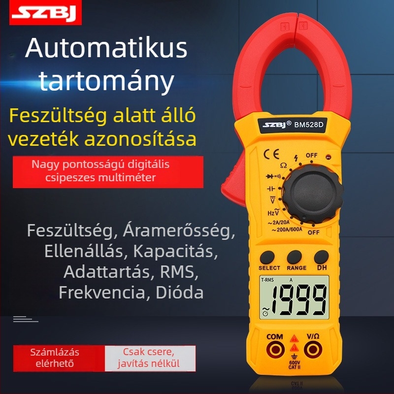 BM528D Digitális csipeszes multiméter, csipesz típusú univerzális ampermérő, automatikus kikapcsolás, sípoló