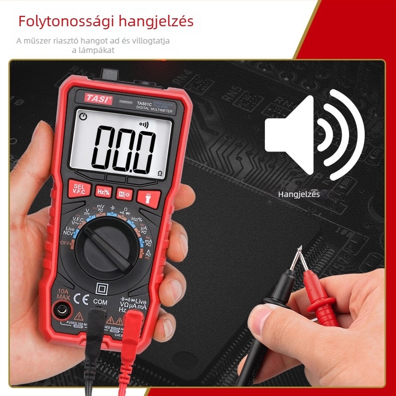 Digitális multiméter ampermérő funkcióval, teljesen automata, zsebméretű, digitális kijelzővel