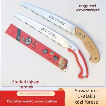 Sasaki 270U fogú kézi fűrész fa nyéllel – faipari használatra és gyümölcsfák metszéséhez