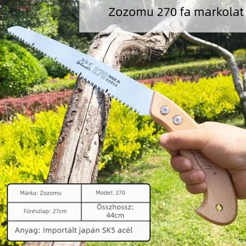 Sasaki 270U fogú kézi fűrész fa nyéllel – faipari használatra és gyümölcsfák metszéséhez