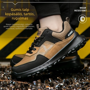 Férfiaknak szigetelt acélorrú biztonsági cipő, légáteresztő, ütés- és perforációálló, velúr Oxford felsőrész, alacsony fazon