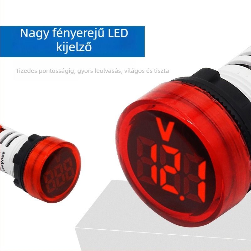 DC4-100V kör alakú, kompakt digitális voltmérő jelzőlámpával FXB16-22DS