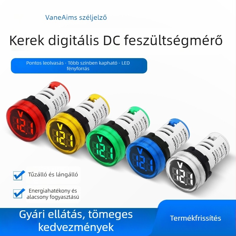 DC4-100V kör alakú, kompakt digitális voltmérő jelzőlámpával FXB16-22DS