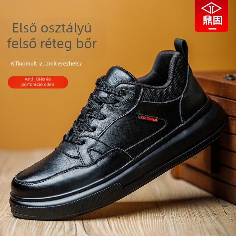 Férfi munkavédelmi cipő, alacsony felsőrésszel, első réteg bőrből, műanyag orrtok Kevlar szövettel, ütésálló és átszúrás elleni, 6 kV-os szigetelés