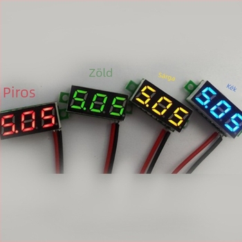 0,28 hüvelykes digitális DC feszültségmérő modul, 12V LED kijelző, kétvezetékes, mérési tartomány 2,5–30V