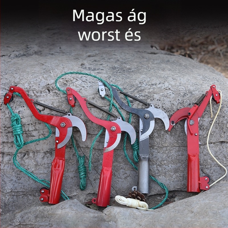 Longdi magassági ágvágó olló kötél-görgő mechanizmussal és gyümölcs-szedő kapoccsal