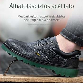 Férfi téli munkavédelmi cipő, acél lábujjakkal, ütés- és perforációálló, villanyszerelőknek szigetelve, légáteresztő marhabőr, építkezéshez