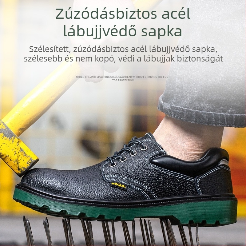 Férfi téli munkavédelmi cipő, acél lábujjakkal, ütés- és perforációálló, villanyszerelőknek szigetelve, légáteresztő marhabőr, építkezéshez