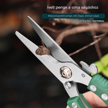 Metszőollók, rozsdamentes acél, erős vágás vastag ágakhoz, gyümölcsöskerthez