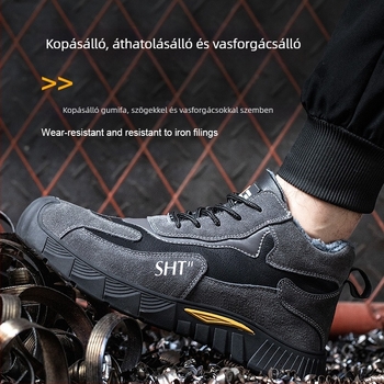Férfi téli munkavédelmi cipő – ütésálló, szúrásálló, kopásálló, acélbetétes orr, fleece bélés