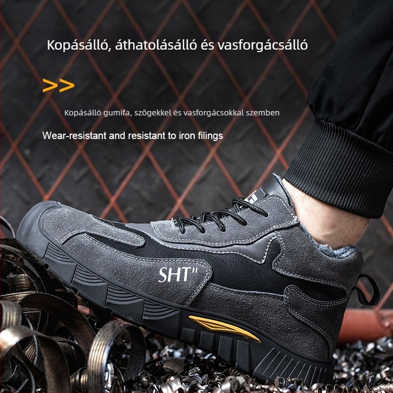 Férfi téli munkavédelmi cipő – ütésálló, szúrásálló, kopásálló, acélbetétes orr, fleece bélés